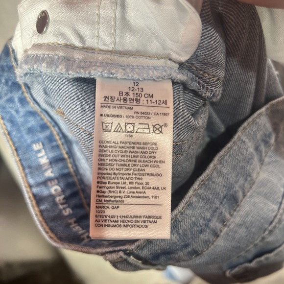 NWT GAP Kids High Stride Ankle Girls 12 Wide Leg Jeans Blue Denim Relaxed Cotton - Picture 6 of 11